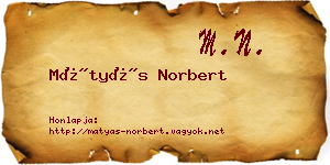 Mátyás Norbert névjegykártya